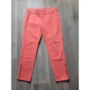 Soft Surroundings Coral Capri Pants Metro Leggings Button Hem Womens Size L